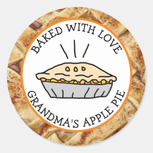 Gebacken mit Liebe, Apple Pie Personalisiert Runder Aufkleber