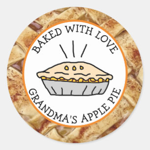 Gebacken mit Liebe, Apple Pie Personalisiert Runder Aufkleber