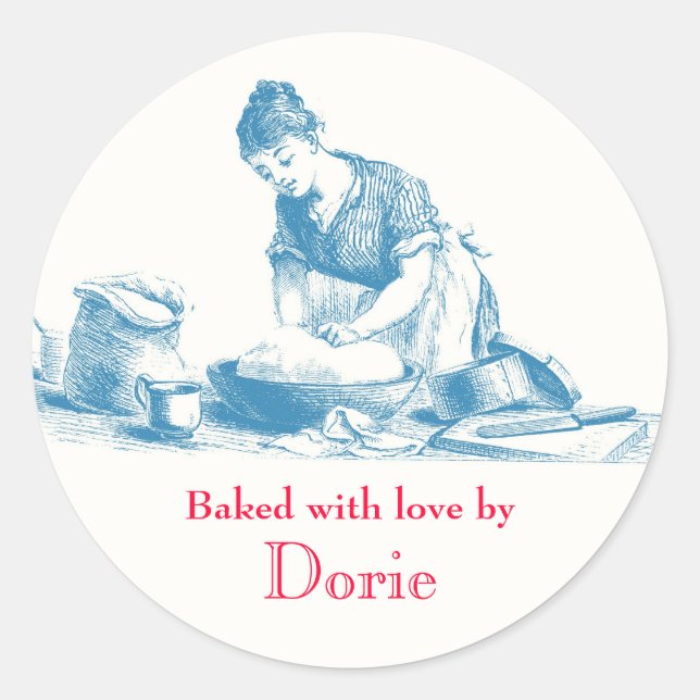 Gebacken mit Liebe Aufklebern Runder Aufkleber (Vorderseite)