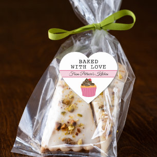 Gebacken mit Liebe aus der Küche des Personalisier Herz-Aufkleber