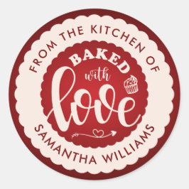Gebacken mit Liebe aus der Küche, hausgemachte Bäc Runder Aufkleber