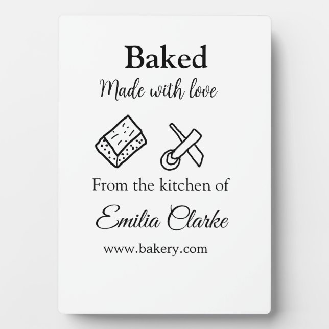 Gebacken mit Liebe Bäckerei Unternehmen hinzufügen Fotoplatte (Vorderseite)