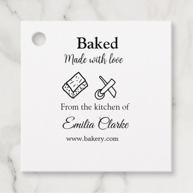 Gebacken mit Liebe Bäckerei Unternehmen hinzufügen Geschenkanhänger (Vorderseite)
