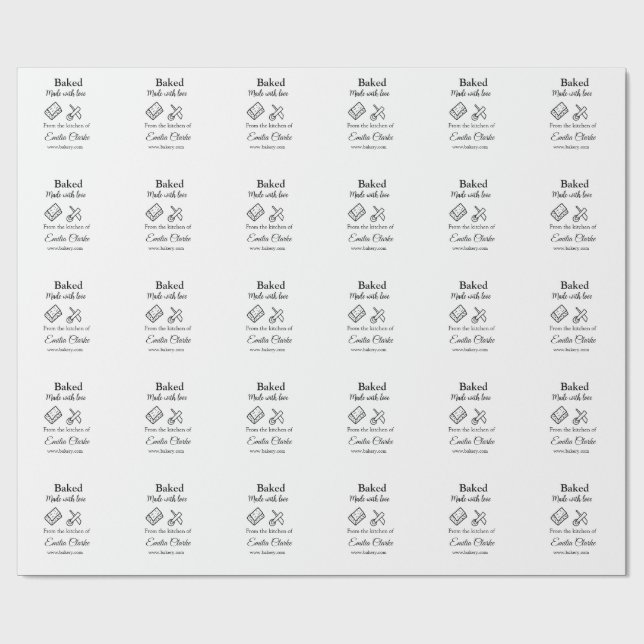 Gebacken mit Liebe Bäckerei Unternehmen hinzufügen Geschenkpapier (Flach)