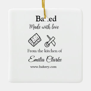 Gebacken mit Liebe Bäckerei Unternehmen hinzufügen Keramikornament