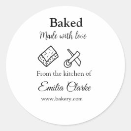 Gebacken mit Liebe Bäckerei Unternehmen hinzufügen Runder Aufkleber