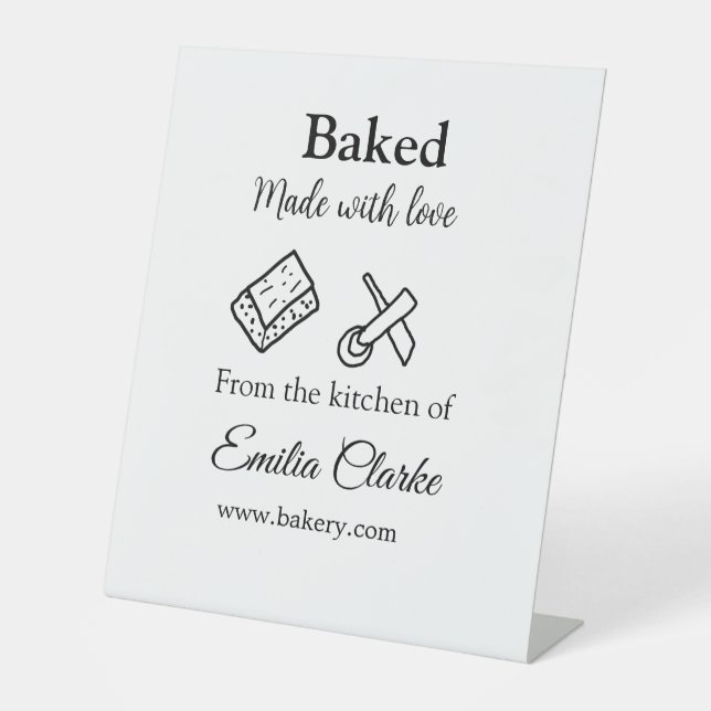 Gebacken mit Liebe Bäckerei Unternehmen hinzufügen Sockelschild (Vorderseite)