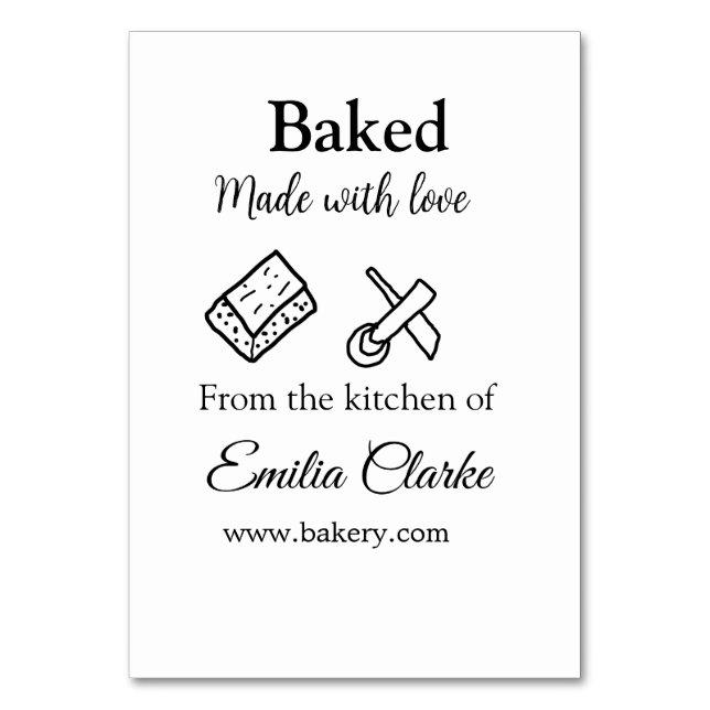 Gebacken mit Liebe Bäckerei Unternehmen hinzufügen Tischnummer (Vorderseite)