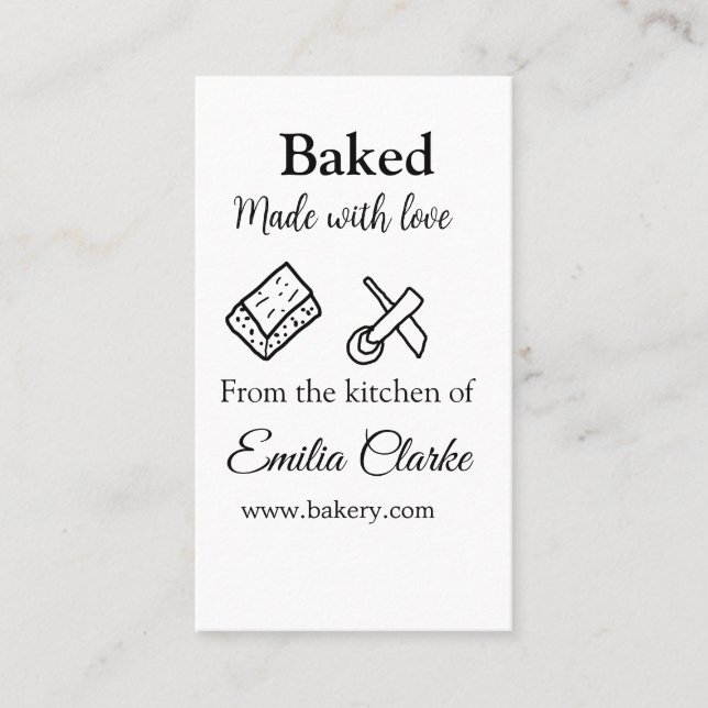 Gebacken mit Liebe Bäckerei Unternehmen hinzufügen Visitenkarte (Vorderseite)