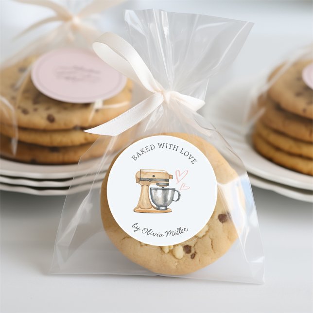 Gebacken mit Liebe-benutzerdefiniertes Etikett Runder Aufkleber (Von Creator hochgeladen)