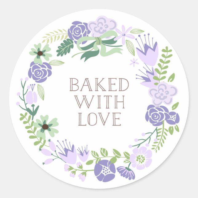 Gebacken mit Liebe Blumenkranz | Danke Stickers (Vorderseite)