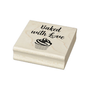 Gebacken mit Liebe Cupcake und Herz Gummistempel