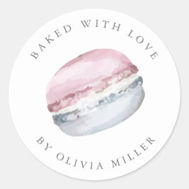 Gebacken mit Liebe Elegant Pink Macarons Konditore Runder Aufkleber