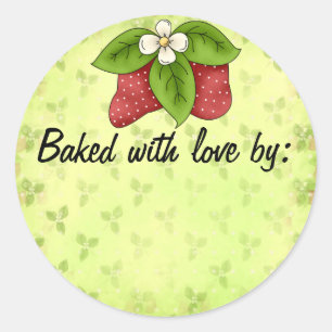 Gebacken mit Liebe Erdbeere Küche Etikett Runder Aufkleber