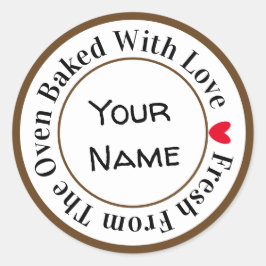 Gebacken mit Liebe Frisch aus dem Ofen im Schwarze Runder Aufkleber