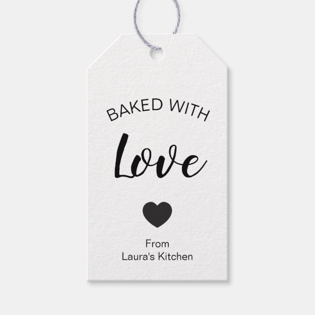 Gebacken mit Liebe für hausgemachte Speisen Geschenkanhänger (Vorderseite)