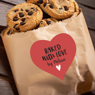 Gebacken mit Liebe hausgemachte Rote Herzsticker Herz-Aufkleber