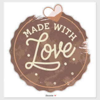 gebacken mit Liebe Herz Aufkleber