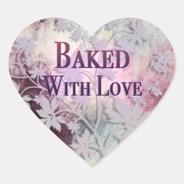 gebacken mit Liebe-Herzklebern (pinks) Herz-Aufkleber (Vorderseite)