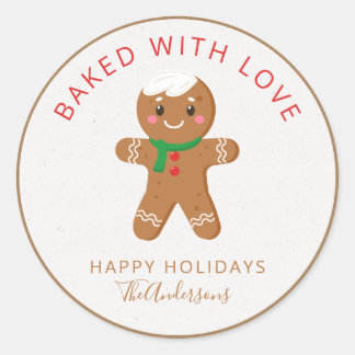Gebacken mit Liebe Holiday Gingerbread Runder Aufkleber