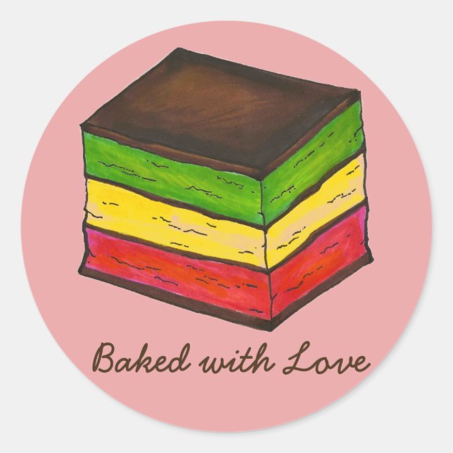 Gebacken mit Liebe Italienischer Regenbogen Sieben Runder Aufkleber (Vorderseite)