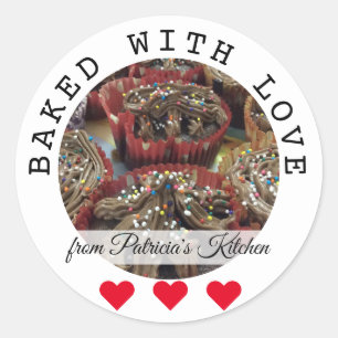 gebacken mit Liebe Kuchen aus der Küche von Runder Aufkleber