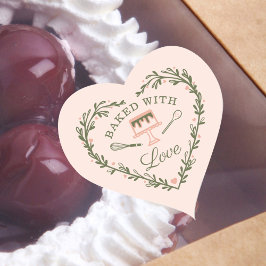 Gebacken mit Liebe Kuchen Business Bäckerei Whisk  Herz-Aufkleber