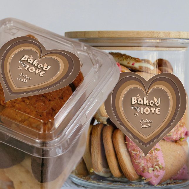 Gebacken mit Liebe Niedliche Choco Brown Goods Pak Herz-Aufkleber (Von Creator hochgeladen)