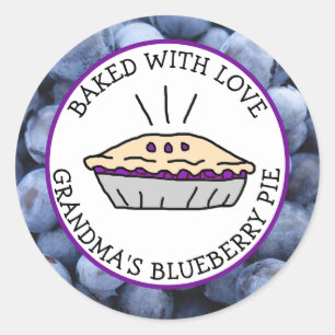 Gebacken mit Liebe, Oma's Blueberry Pie Labels Runder Aufkleber