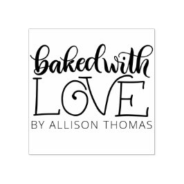 Gebacken mit Liebe - Personalisierte Kautschuk-Bri Gummistempel