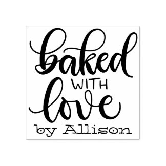 Gebacken mit Liebe - Personalisierte Kautschuk-Bri Gummistempel