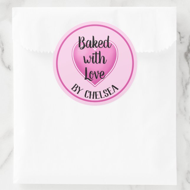 Gebacken mit Liebe Personalisierter Rundaufkleber Runder Aufkleber (Tasche)