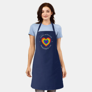 gebacken mit Liebe Rainbow Heart Custom Text Navy Schürze