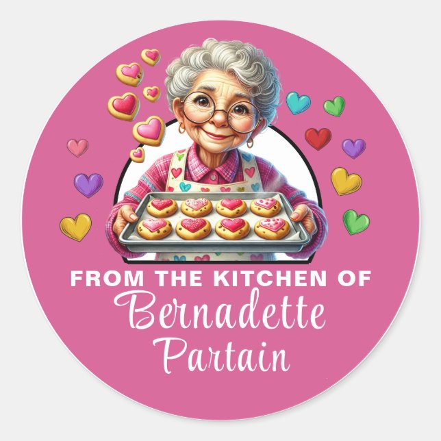 gebacken mit Liebe Runder Aufkleber (Vorderseite)