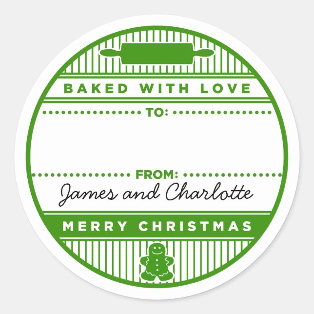 gebacken mit Liebe Runder Aufkleber (Vorderseite)