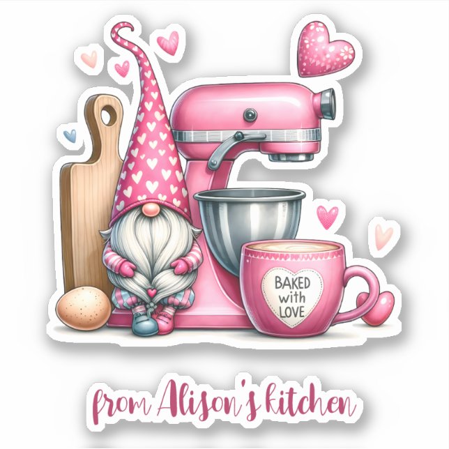 Gebacken mit Liebe von jedermanns Küche Aufkleber (Vorderseite)