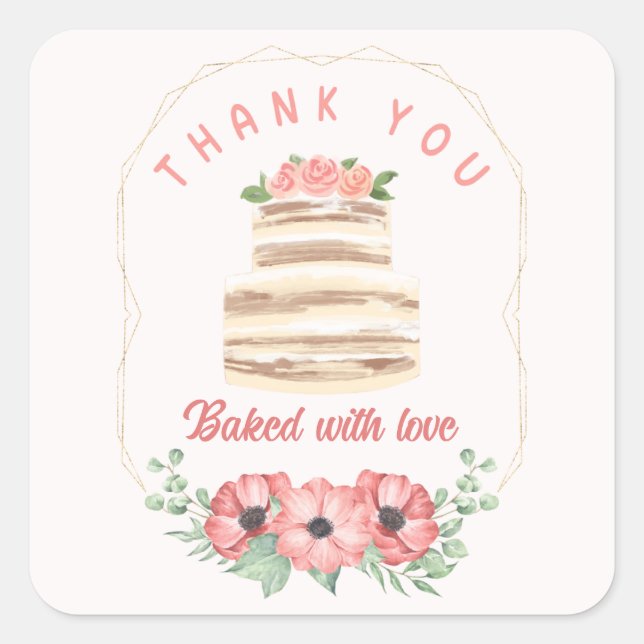 Gebacken mit Liebe Wedding Cake Sticker (Vorderseite)