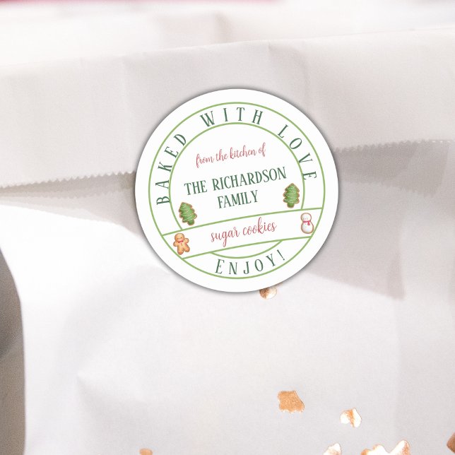 Gebacken mit Liebe Weihnachten Wasserfarben Cookie Runder Aufkleber (Von Creator hochgeladen)