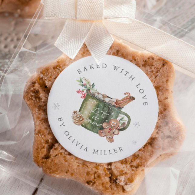 Gebacken mit Liebe Weihnachts-Kakaoaufkleber Runder Aufkleber (Von Creator hochgeladen)