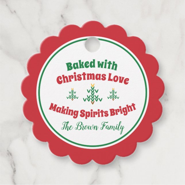 Gebacken mit Weihnachten Liebe - Weihnachtsbaum Geschenkanhänger (Vorderseite)