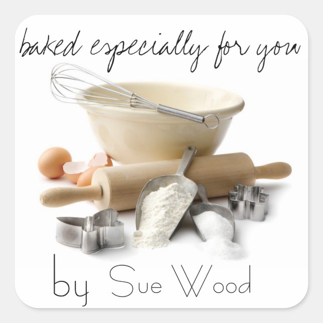 Gebacken von IHNEN Geschenktasten Quadratischer Aufkleber (Vorderseite)