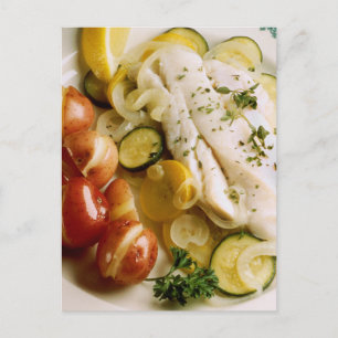 Gebackenes Fischessen Postkarte