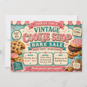 Gebäckverkauf im Vintage-Cookie-Shop Einladung
