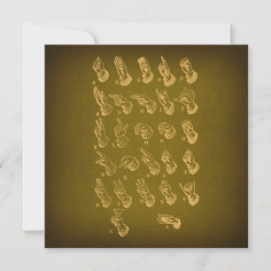 Gebärdensprachalphabet Antike Kunst Vintage Grün Karte
