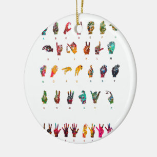 Gebärdensprachalphabet Keramik Ornament