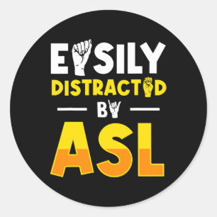 Gebärdensprachbewusstsein und ASL 3 Runder Aufkleber