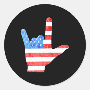 Gebärdensprache 4. Juli Amerikanische Gebärdenspra Runder Aufkleber