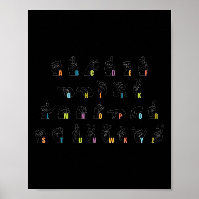 Gebärdensprache Alphabet Design Taube Bewusstsein Poster (Vorne)