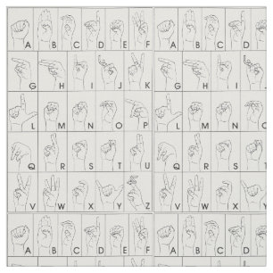 Gebärdensprache-Alphabet-Muster-Gewebe ASL Stoff