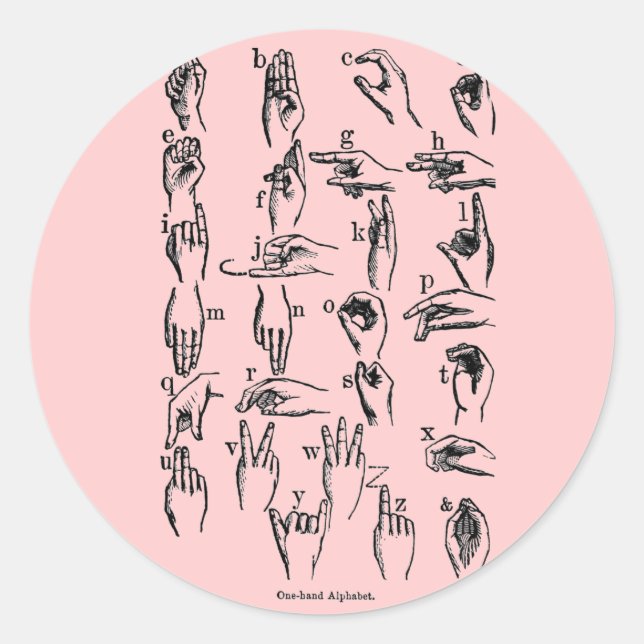 Gebärdensprache Alphabet Runder Aufkleber (Vorderseite)